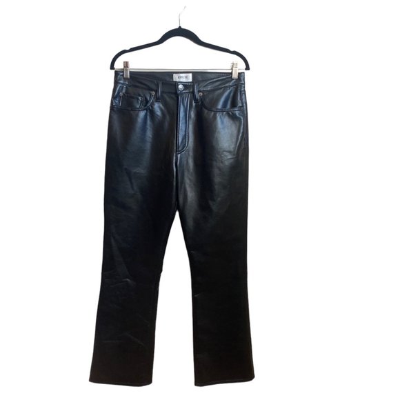 NWT AGOLDE Recycled Leather Mid Rise Relaxed Boot Pants - Picture 2 of 16